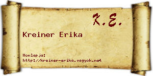 Kreiner Erika névjegykártya